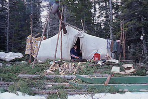 Marian (Nuke) Montague at her camp at Ashtunekamiku. Photo courtesy Janet Kergoat.