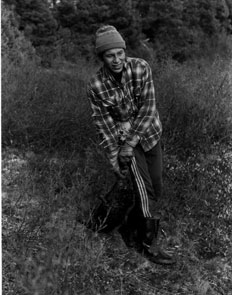 Shuashem Selma with a beaver at Nakapishku-nipi. Photo courtesy Tony Jenkinson.